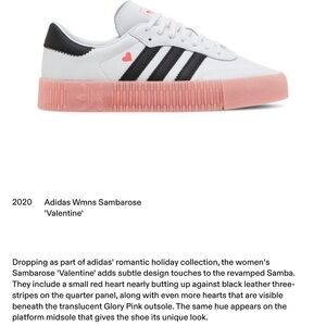 Adidas Women's Sambarose White and Pink 👟 valentines 💌